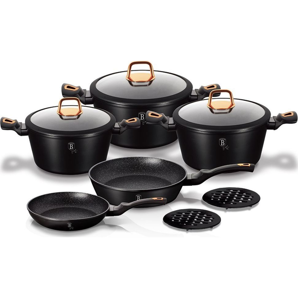 BerlingerHaus BH/1645N Black Rose Collection Edénykészlet - Kovácsolt Alumínium, Matt Fekete, Rose Gold