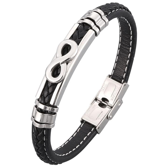 Predator Q1 bőr végtelen karkötő 20 cm - fekete (15361)