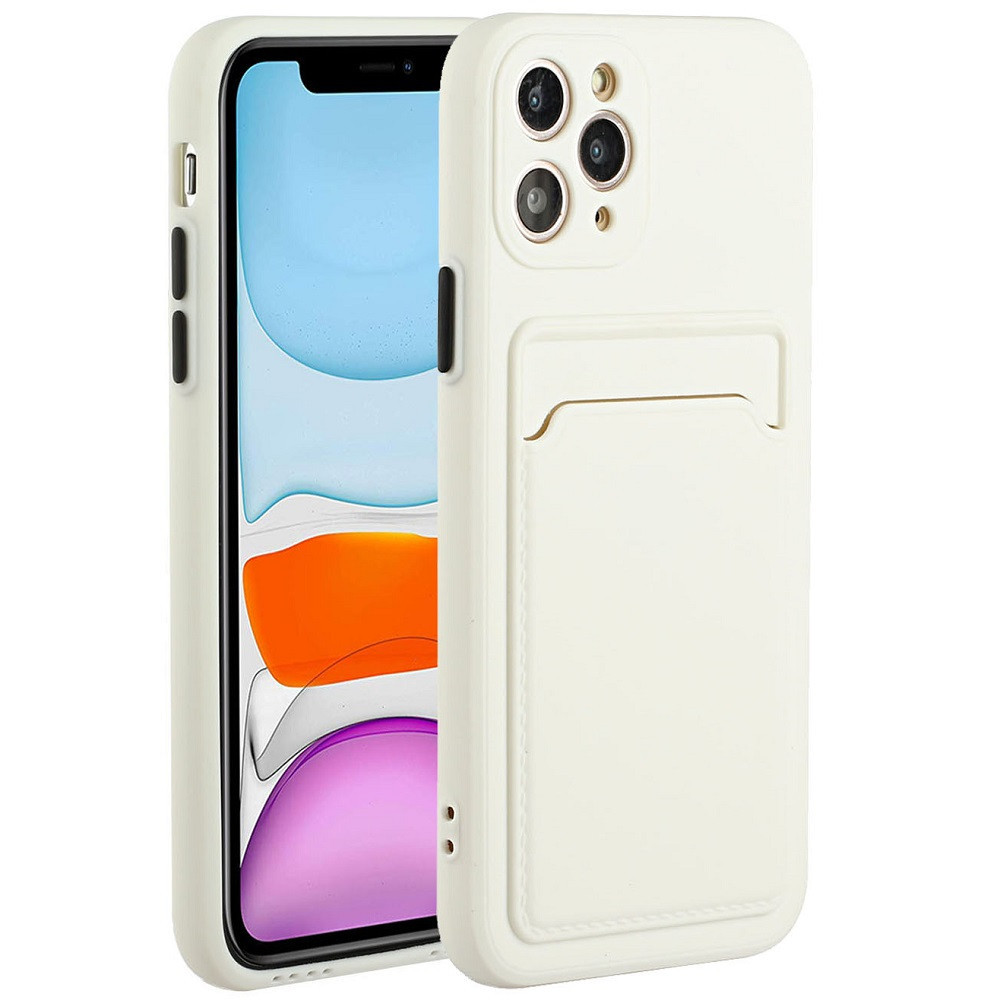 Samsung Galaxy A11 / M11 SM-A115F / M115F, Szilikon tok, kártyatartóval, Wooze Card Slot, fehér (104015)