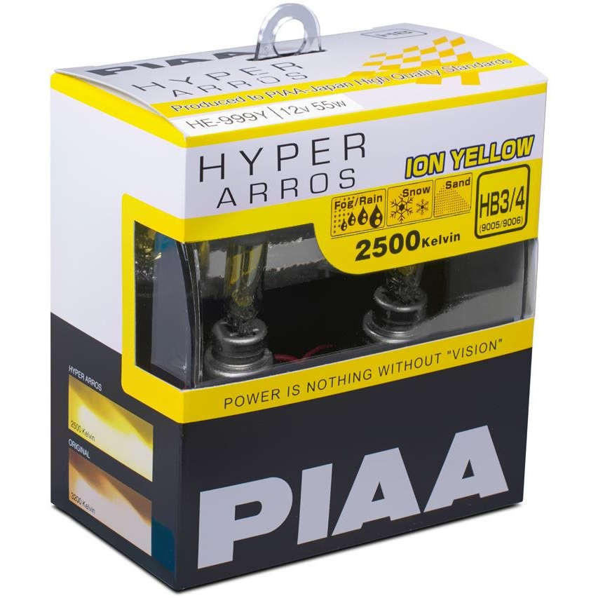 PIAA Hyper Arros Ion Yellow 2500KK HB3/HB4 - meleg sárga fény 2500K extrém körülmények közötti használatra (HE-999Y)
