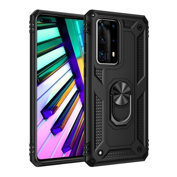 LG K30 (2019), Műanyag hátlap védőtok, közepesen ütésálló, szilikon belső, telefontartó gyűrű, Defender, sötétkék (89637)