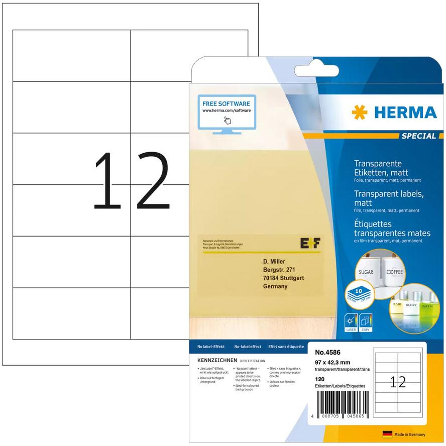 Herma 97 x 42.3mm Etikett lézernyomtatóhoz (120 címke / csomag) (4586)