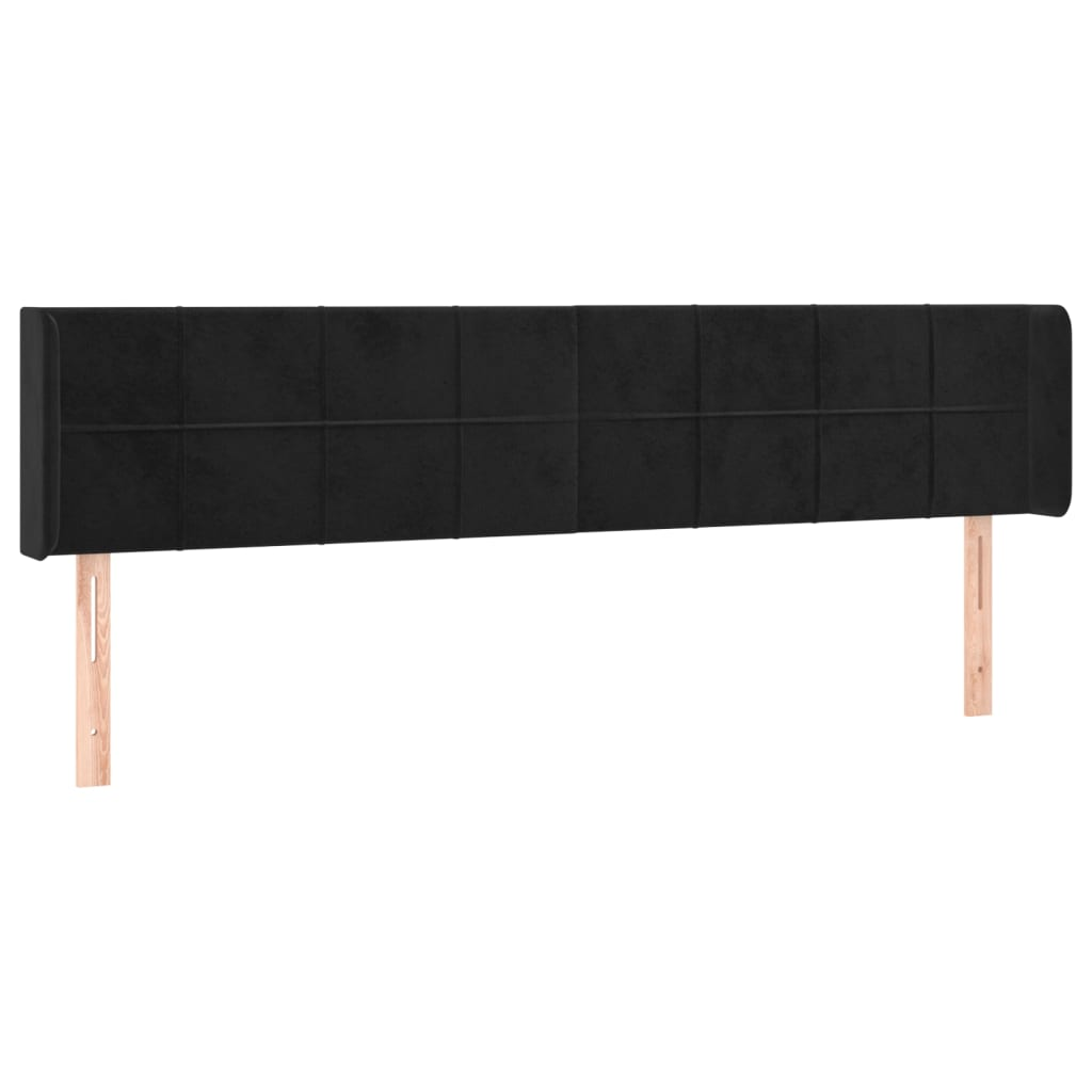 fekete bársony szárnyas fejtámla 163x16x78/88 cm (3118824)