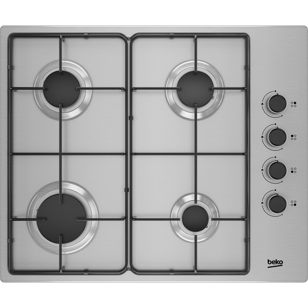 Beko TAQUE GAZ HIGG64123SX Sort, Rustfrit stål Indbygget 61 cm Gaskomfur 4 zone(s)
