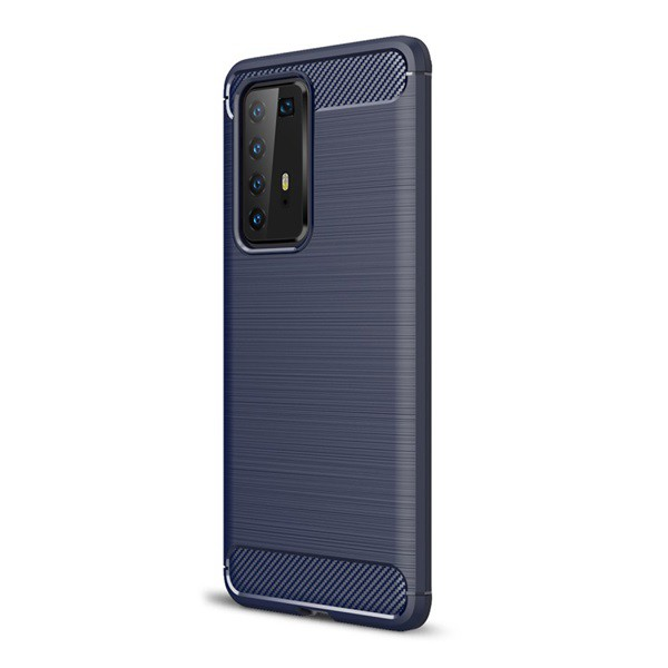 Szilikon telefonvédő (közepesen ütésálló, légpárnás sarok, szálcsiszolt, karbon minta) SÖTÉTKÉK [Huawei P40 Pro 5G] (5996457949779)