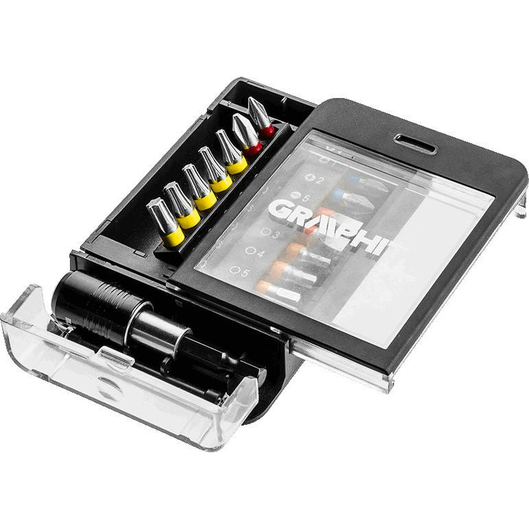 GRAPHITE 56H616 Csavarhúzó Bitkészlet, 15db., Bitek 14mm - 8db, Mágneses Bittartós 1db (56H616)