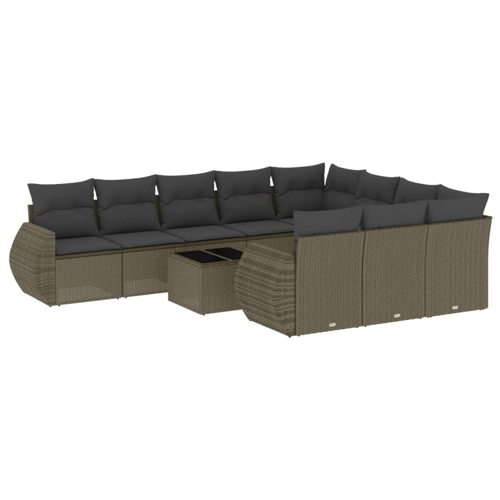 11 részes világosszürke polyrattan kerti ülőgarnitúra párnákkal (3254239)