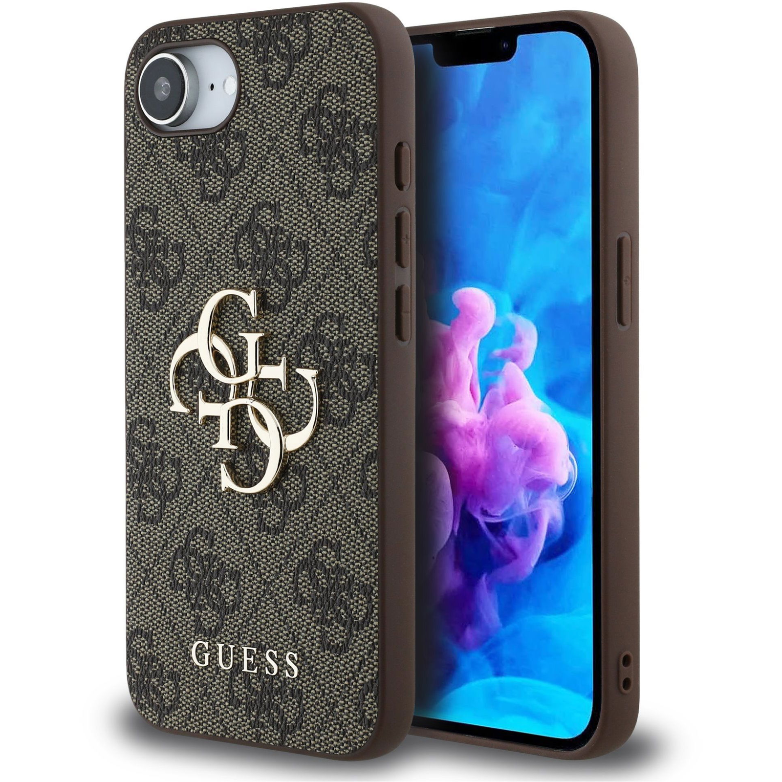Guess PU 4G Metal Logo iPhone 16e barna tok (GUHCPSE44GMGBR)