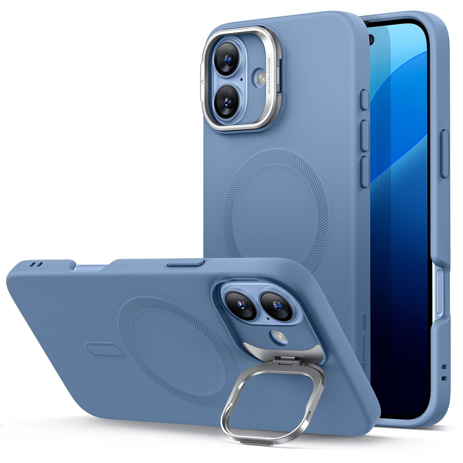 ESR Cloud Soft Case with Stash Stand (HaloLock) iPhone 16 Plus Light Blue tok (1A7850401)