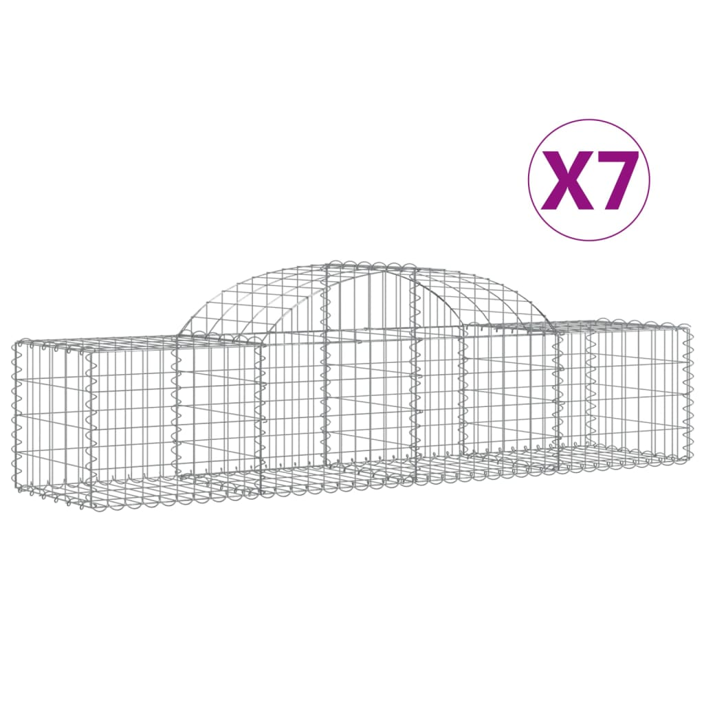 7 db íves horganyzott vas gabion kosár 200x50x40/60 cm (3146262)