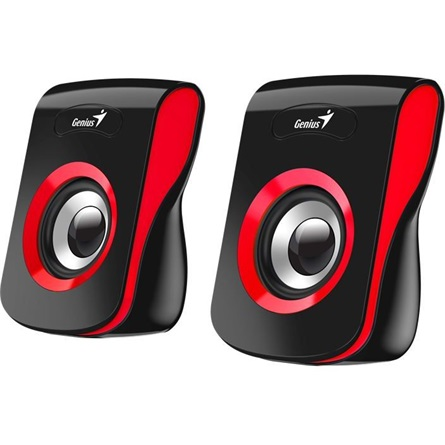 Комплект от 2 компютърни високоговорителя, Genius, червен/черен