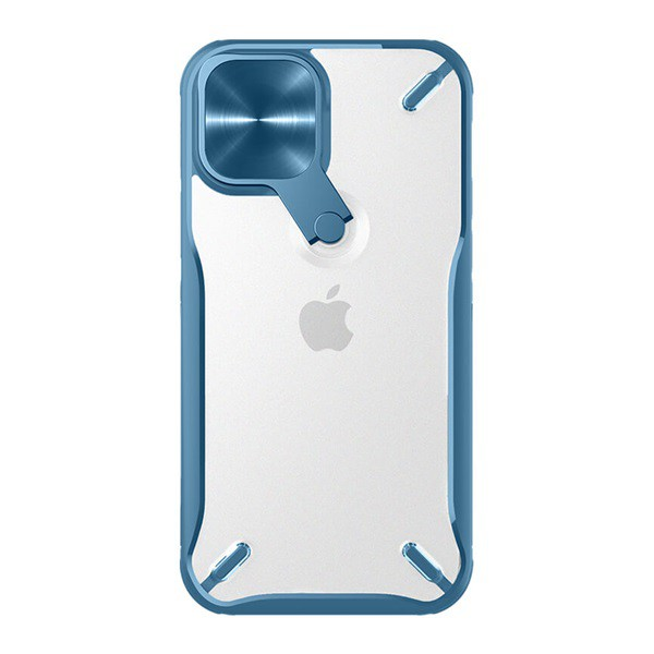 NILLKIN CYCLOPS műanyag telefonvédő (közepesen ütésálló, légpárnás sarok, kameravédő, kitámasztó) KÉK [Apple iPhone 12 Pro Max] (5996591016078)