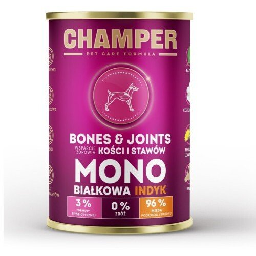 Wiejska Zagroda CHAMPER BONES&JOINTS jednoproteinowa indyk mokra karma dla psa 400g