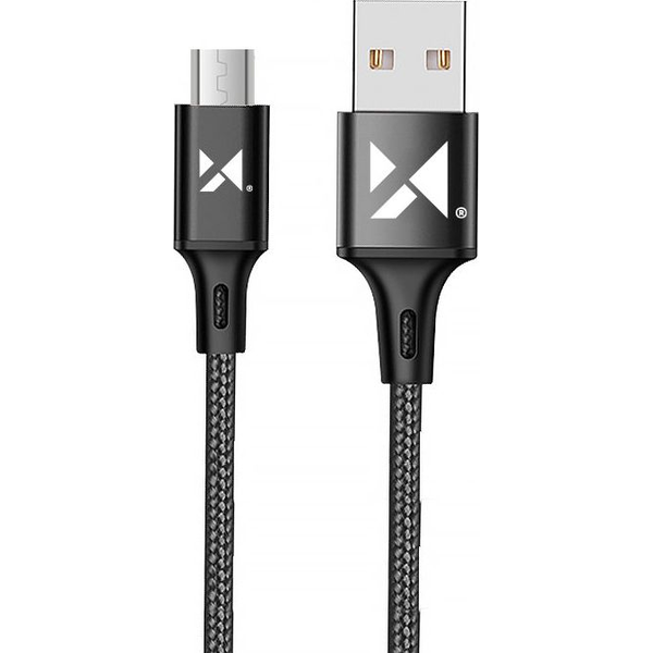 Močan pleten kabel USB microUSB 2.4A 1m črn