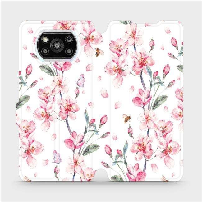Flip mobile phone case Xiaomi Poco X3 Pro - M124S Pink flowers (5903516703906)