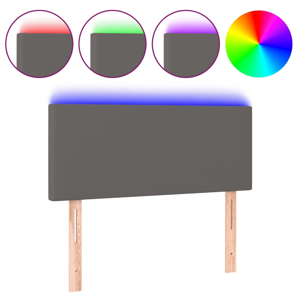szürke műbőr LED-es fejtámla 80 x 5 x 78/88 cm (3121408)