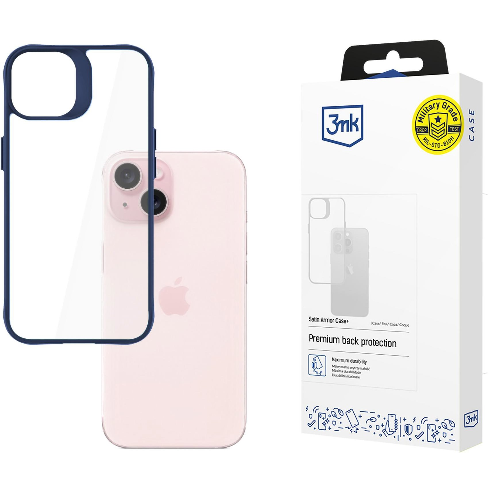 3MK Satin Armor Case+ Apple iPhone 15 kék tok (5903108592628)