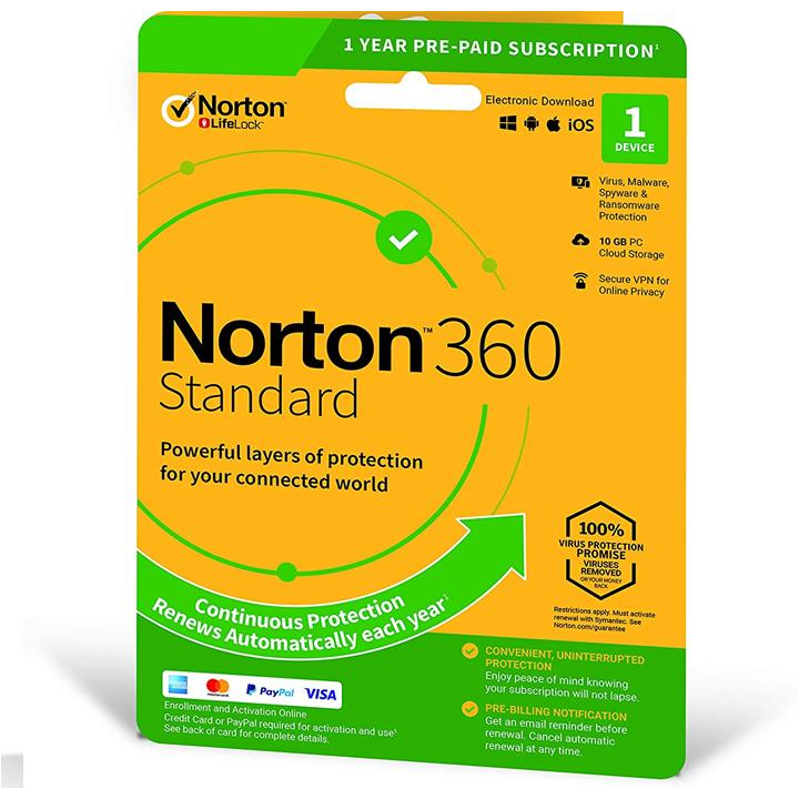 Norton 360 Standard + 10 GB Cloud storage - 1 eszköz / 1 év 21416707 elektronikus licensz