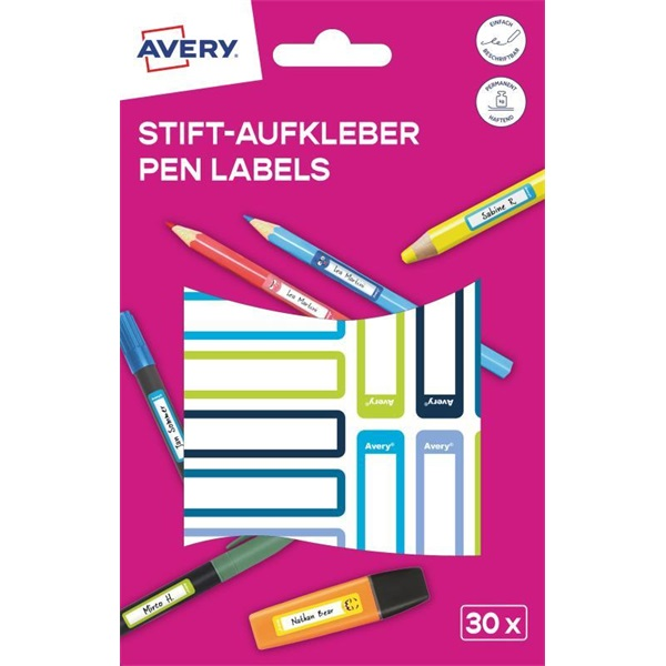 Avery RESMI30G iskolai kézzel írható 50x10 mm 30 db kék/zöld tollcímke (RESMI30G)