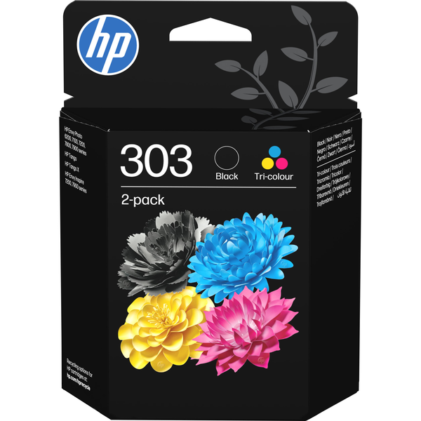 HP 303 2-pack Black/Tri-color Original Ink Cartridges blækpatron 2 stk Standard udbytte Sort, Blå, Magenta, Gul
