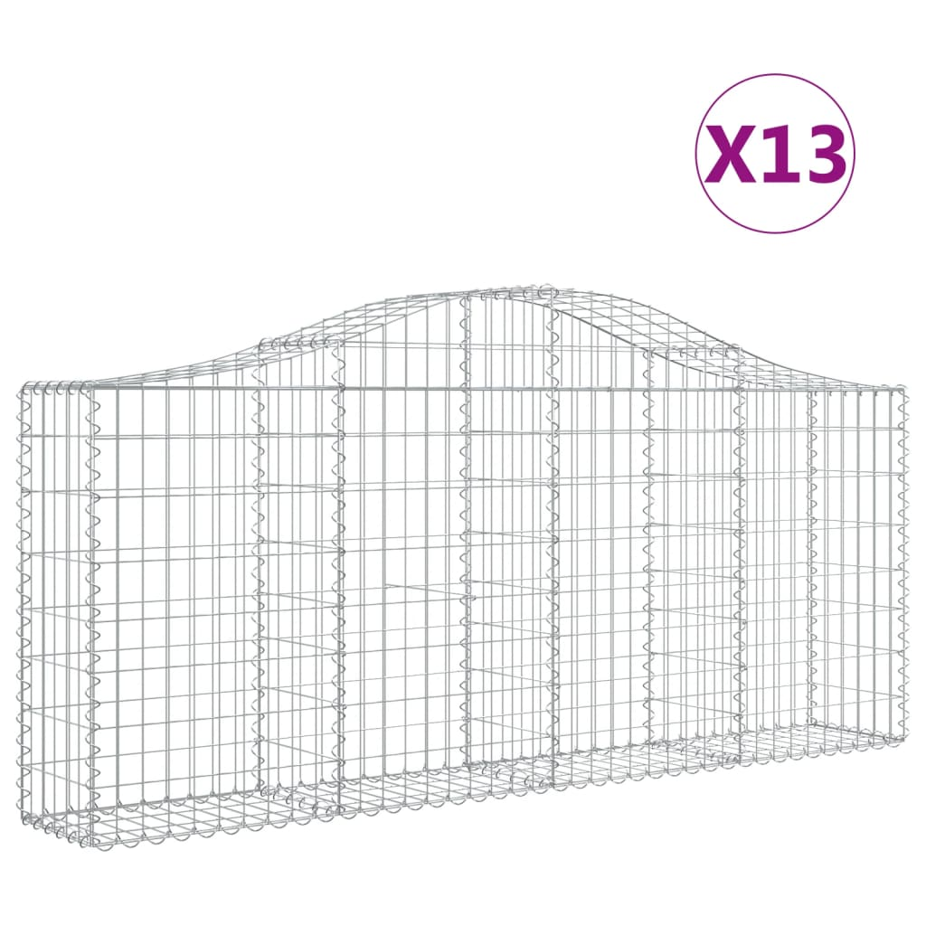 13 db íves horganyzott vas gabion kosár 200x30x80/100 cm (3145420)