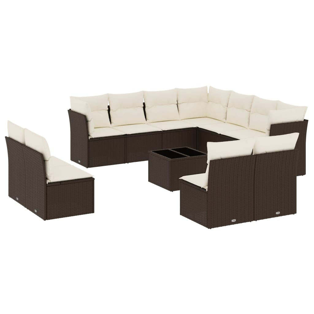 12 részes barna polyrattan kerti ülőgarnitúra párnákkal (3249672)