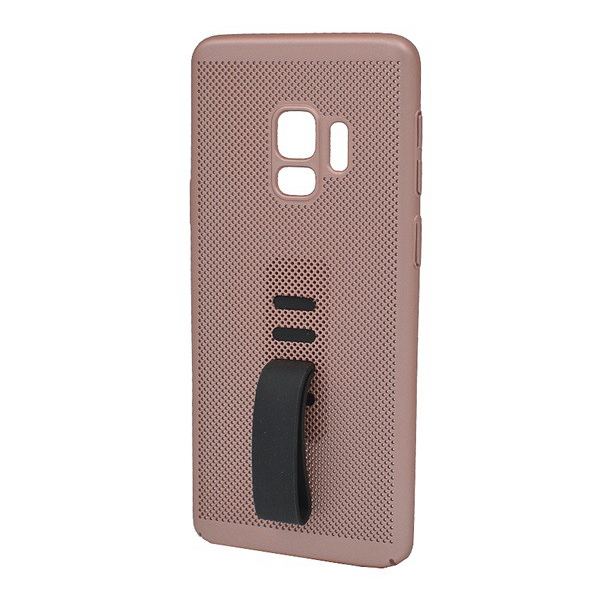 Műanyag telefonvédő (gumírozott, lyukacsos, ujjra húzható szilikon) ROZÉARANY [Samsung Galaxy S9 (SM-G960)] (5996457792078)