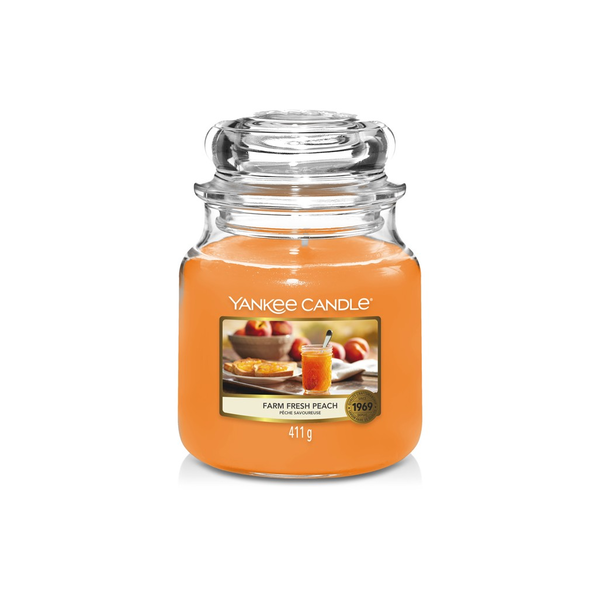 Свещ Yankee Candle Farm Fresh Peach, Среден буркан, 411г