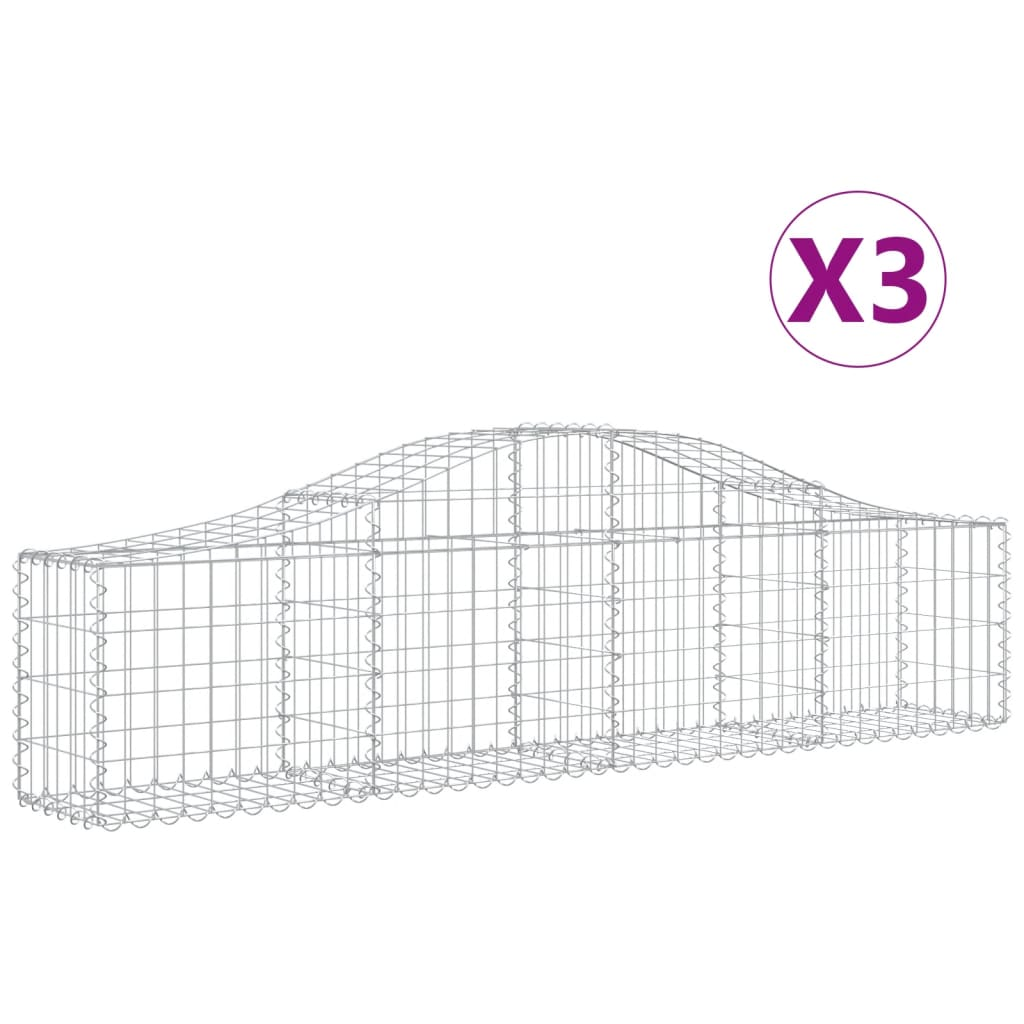 3 db íves horganyzott vas gabion kosár 200x30x40/60 cm (3145368)