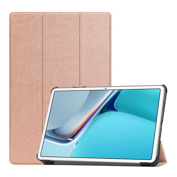 Калъф Huawei MatePad 11 WIFI (DBY-W09) Gigapack, стоящ, кожен ефект (активен флип, странично отваряне, функция за троен държач за маса) розово злато, опаковка gigapack