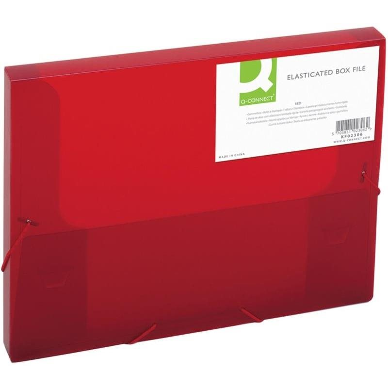 Q-CONNECT A4 gumiszalaggal, átlátszó piros (KF02306)