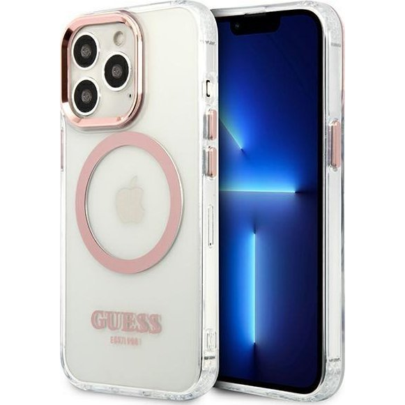 Guess Transparent MagSafe Apple iPhone 13 Pro hátlap tok, rózsaszín (GUE002511)
