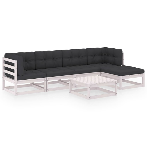 Set mobilier de grădină cu perne, 6 piese, lemn masiv de pin