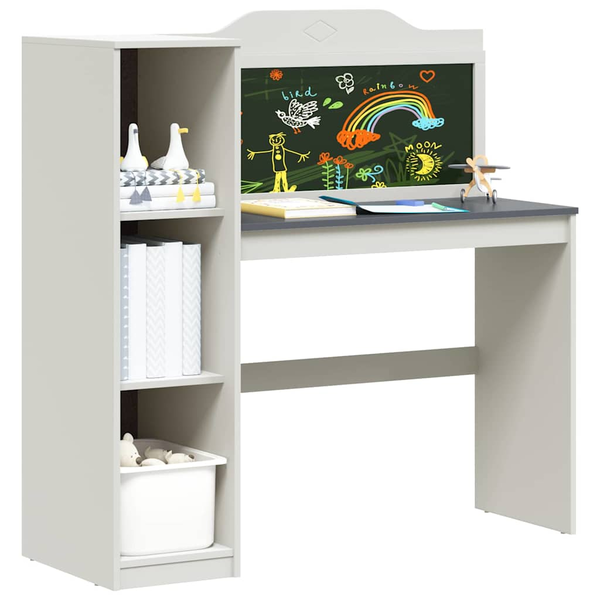 Birou cu tablă de scris cu raft Alb și gri 120 x 45 x 118.5 cm