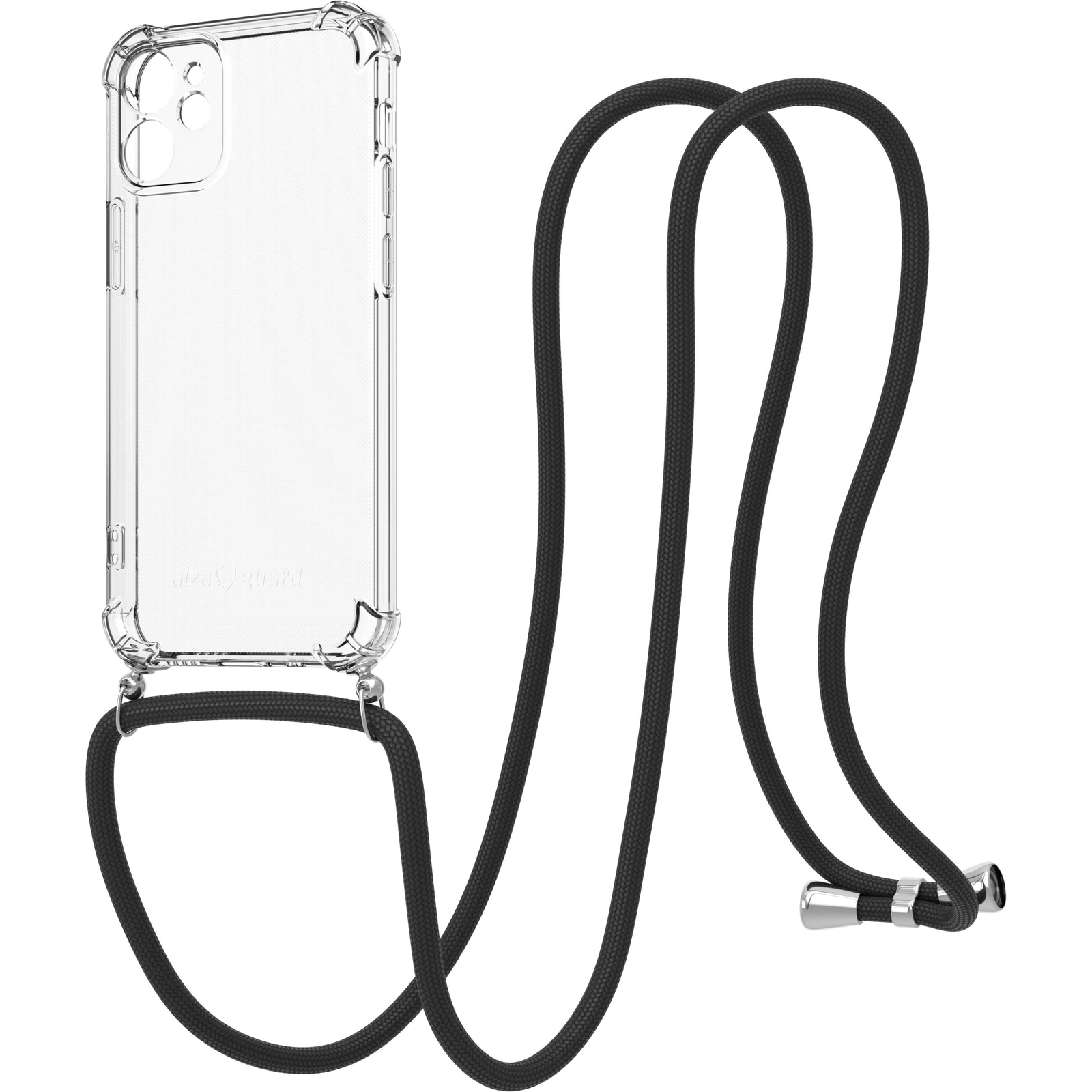 AlzaGuard Luxe Lanyard Case iPhone 12 Mini fekete tok (AGD-PCL001B)