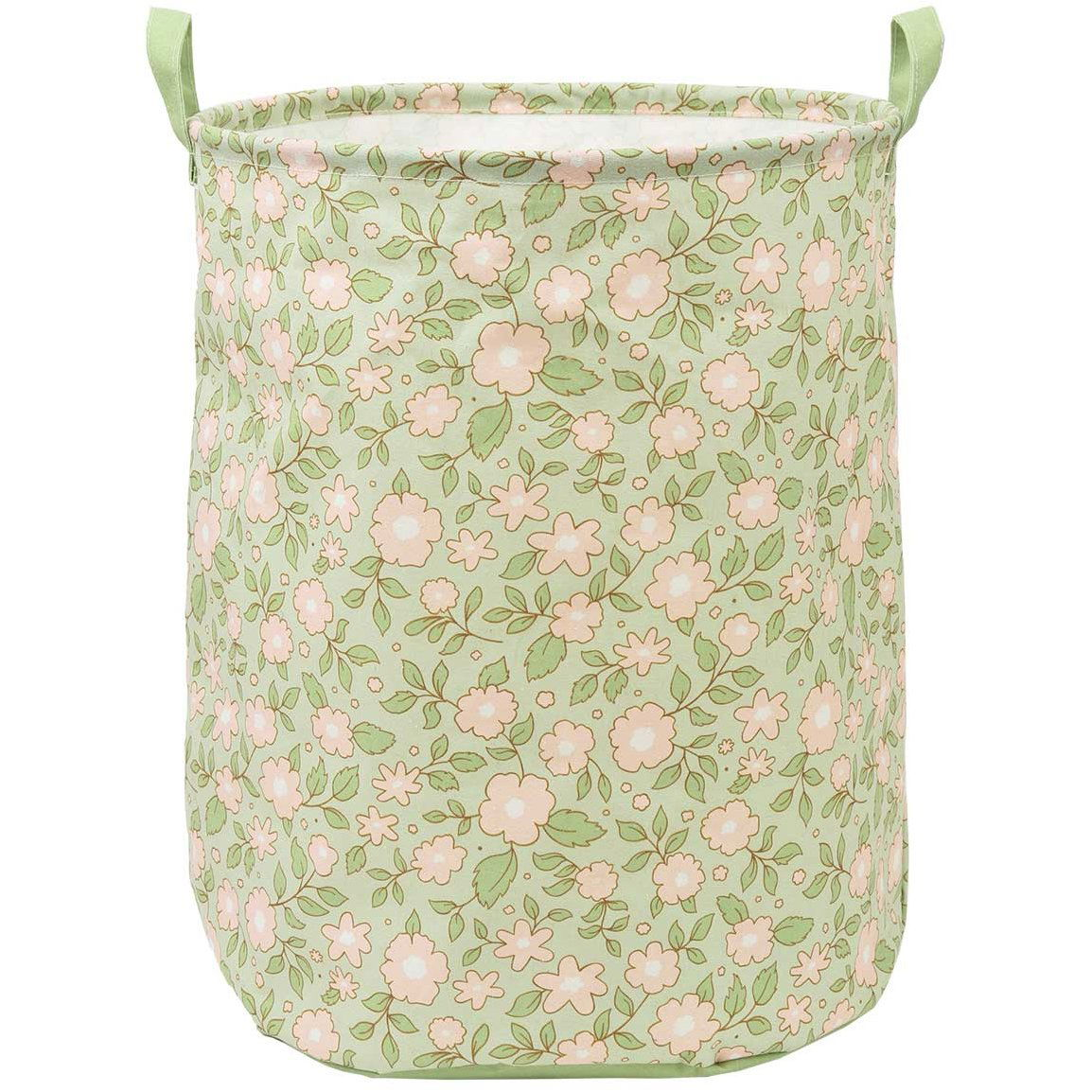 A Little Lovely Company Toy storage basket - sage flowers (ALLC_STBABS19)