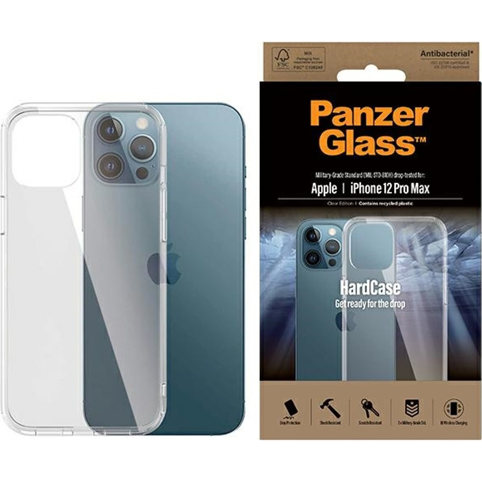 PanzerGlass ClearCase iPhone 12 Pro Max Antibacterial Military Telefon tok - Átlátszó (PZG59)