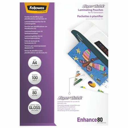 Fellowes Laminierfolie SuperQuick A4 80Mikron  glänzend 100P
