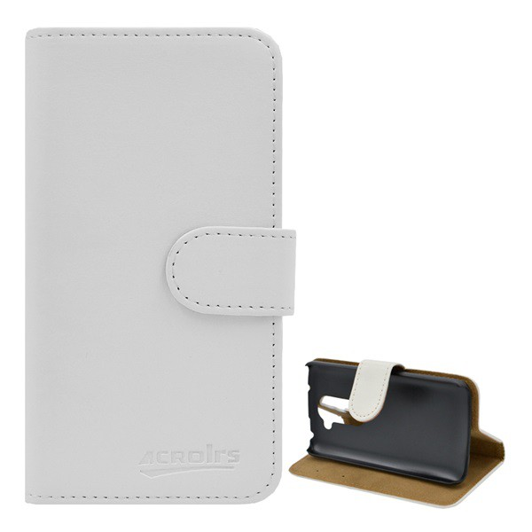 Tok álló, bőr hatású (FLIP, oldalra nyíló, asztali tartó funkció, prémium) FEHÉR [LG G2 mini (D620)] (5996457459704)
