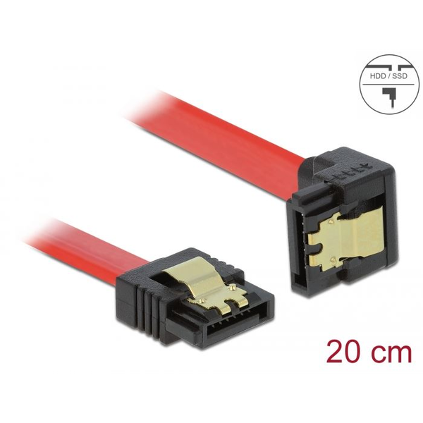 Delock 83977 7 érintkezős SATA 6 Gb/s kábel piros-fekete 20cm (delock83977)