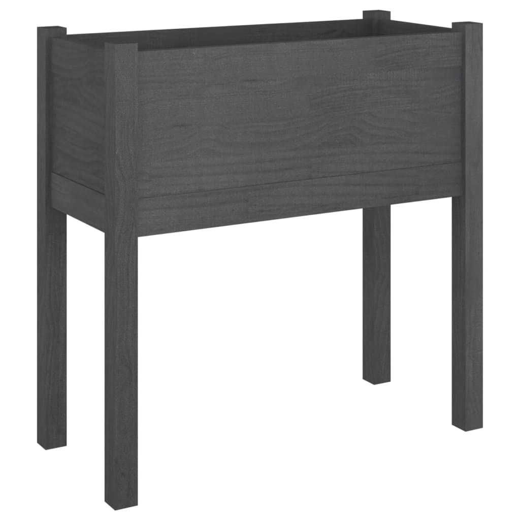 szürke tömör fenyőfa kerti virágtartó 70 x 31 x 70 cm (810823)
