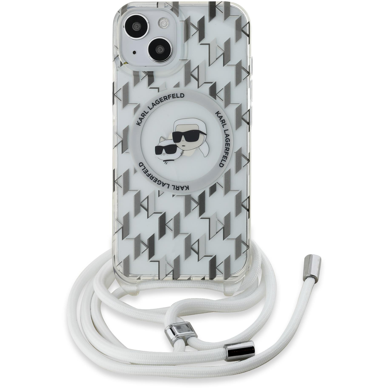 Karl Lagerfeld IML Monogram Crossbody K&CH Heads MagSafe iPhone 15 átlátszó tok (KLHMP15SHCKCKLCT)