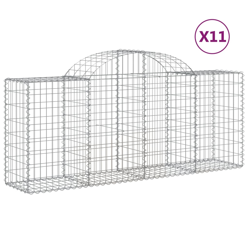 11 db íves horganyzott vas gabion kosár 200x50x80/100 cm (3146308)