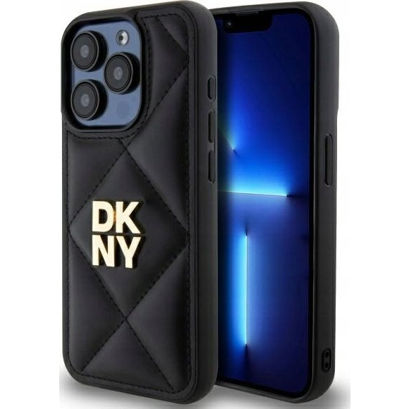 OVITEK DKNY QUILTED STACK LOGO CASE OVITEK ZA IPHONE 15 PRO MAX ČRN