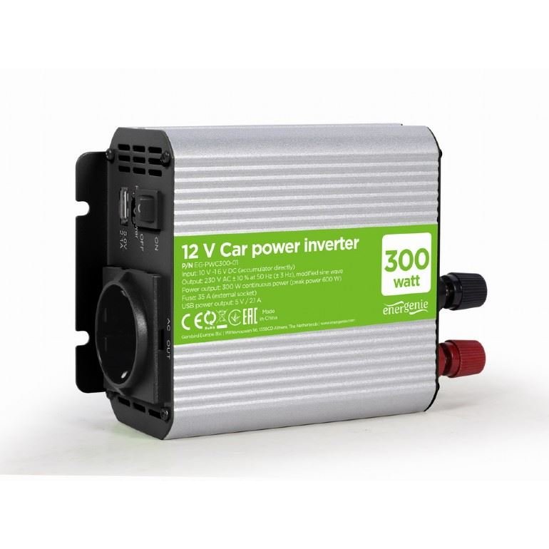 Gembird Autós inverter 300W USB port - Feszültség átalakító (EG-PWC300-01) (EG-PWC300-01)