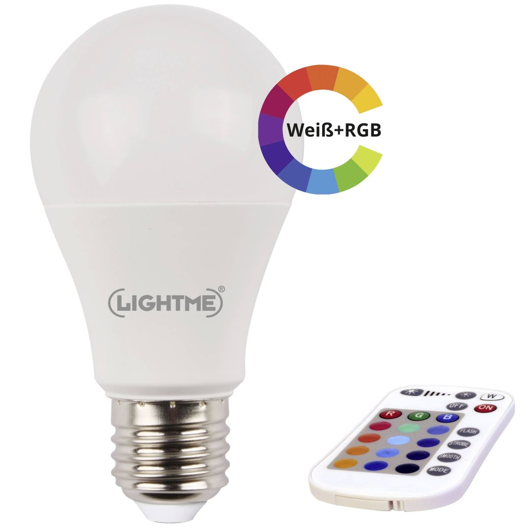 LightMe LED fényforrás E27 Izzólámpa forma 8.8 W = 66 W RGBW (LM85194) (LM85194)