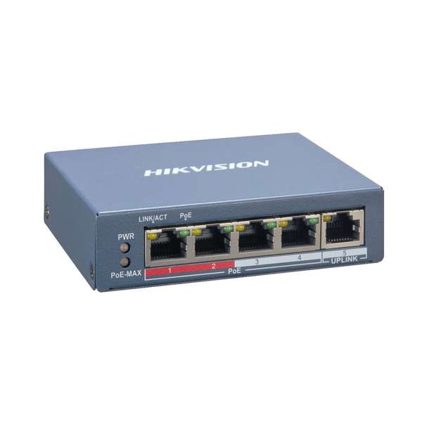 Hikvision 10/100 4x PoE + 1x gigabit combo menedzselhető switch (DS-3E1105P-EI)
