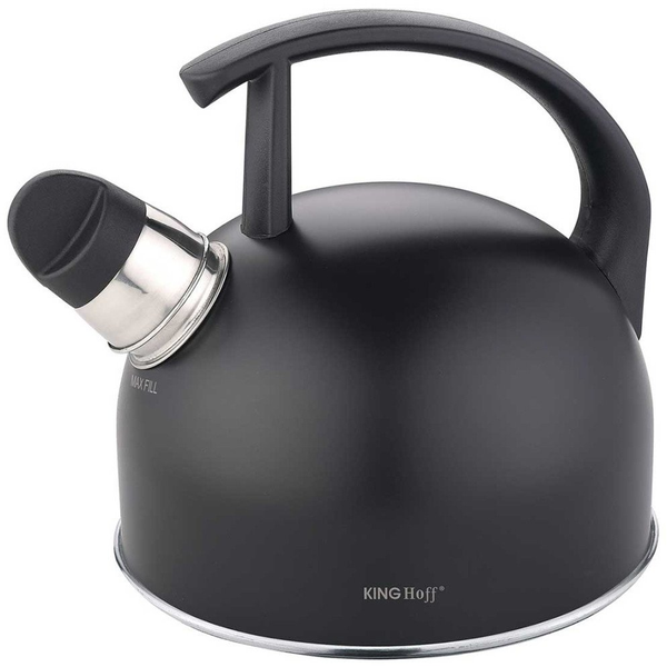 KingHoff Ceainic cu fluier KH-1897 1,5 L Oțel inoxidabil negru mat