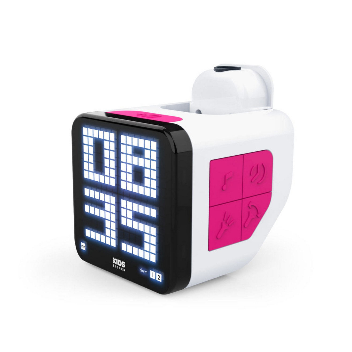 Bigben Kids RQUBE Projektoros Ébresztőóra - Pink/Fehér (RCUBEBCRS)