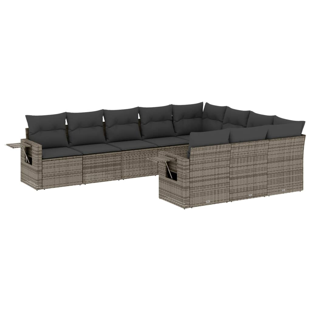 10 részes szürke polyrattan kerti ülőgarnitúra párnákkal (3220689)